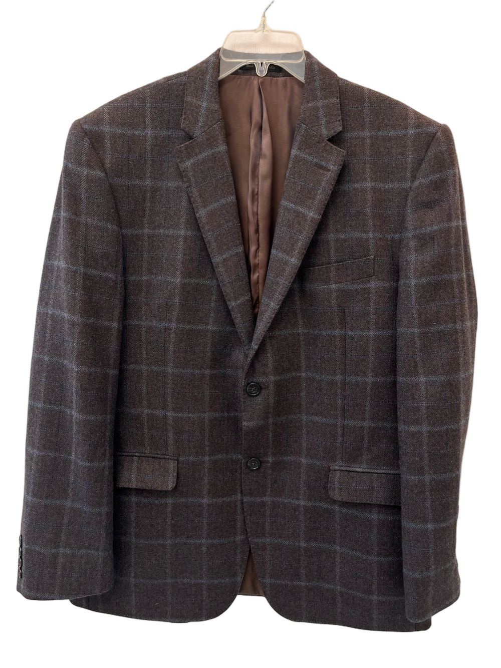 Lauren Ralph Lauren Black Label 100% Wool Brown Windowpane Sport Coat Blazer 44R